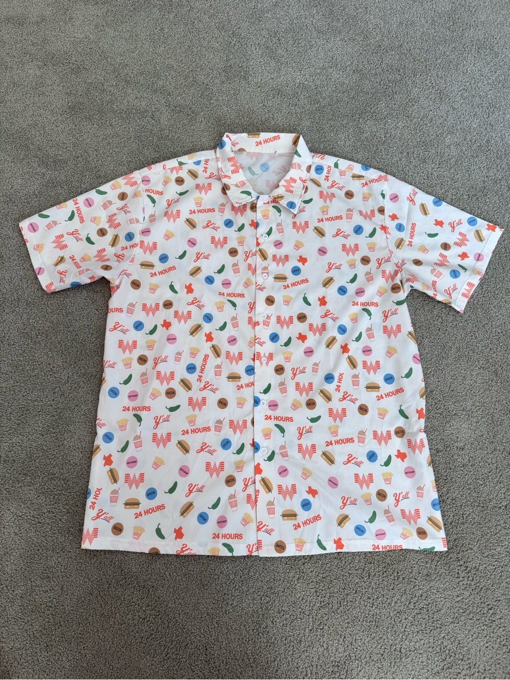 RARE Whataburger Button Down Shirt Nostalgic All Over Print EUC Mens Large